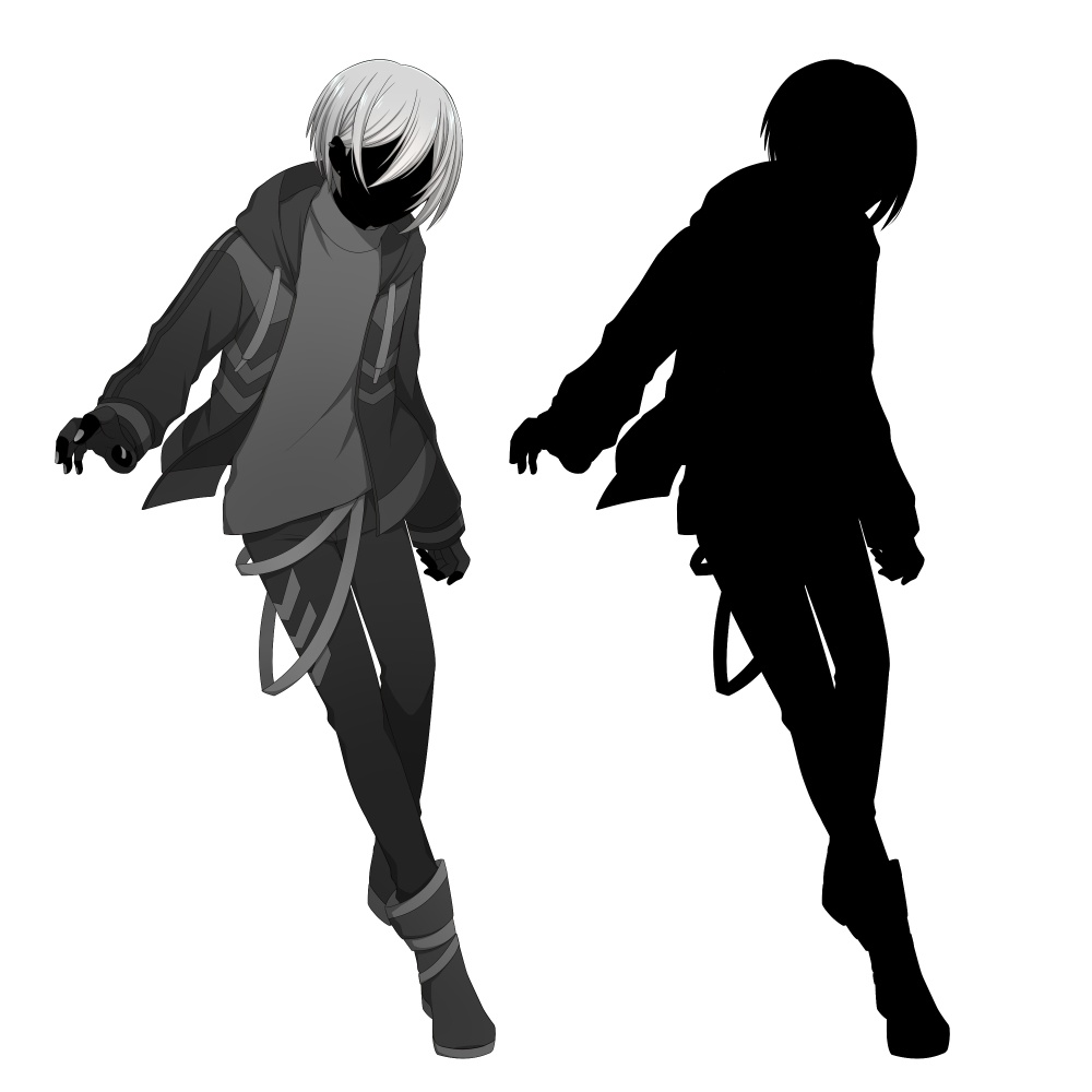 パーカーを着た青年【表情差分10種+シルエット2種】