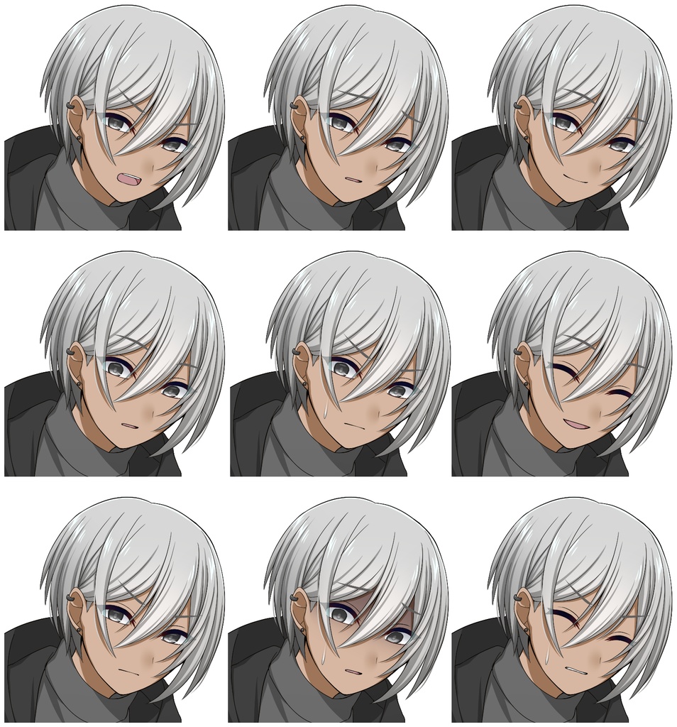 パーカーを着た青年【表情差分10種+シルエット2種】