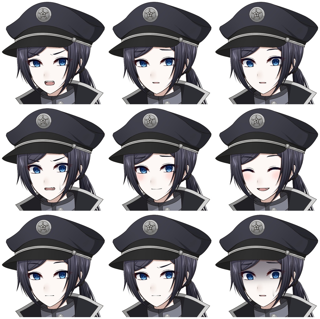 軍服を着た女性【表情差分10種+シルエット2種】