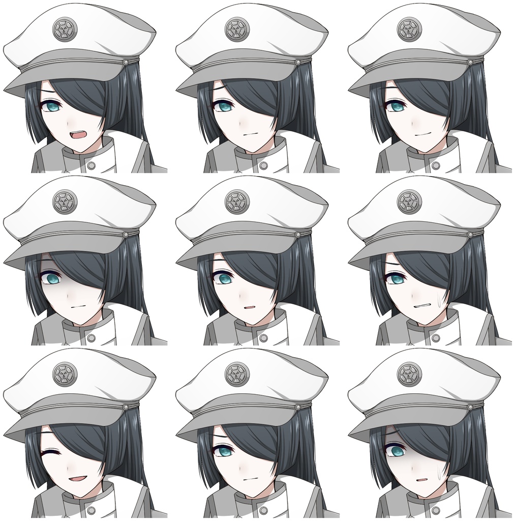 軍服を着た女性【表情差分10種+シルエット2種】