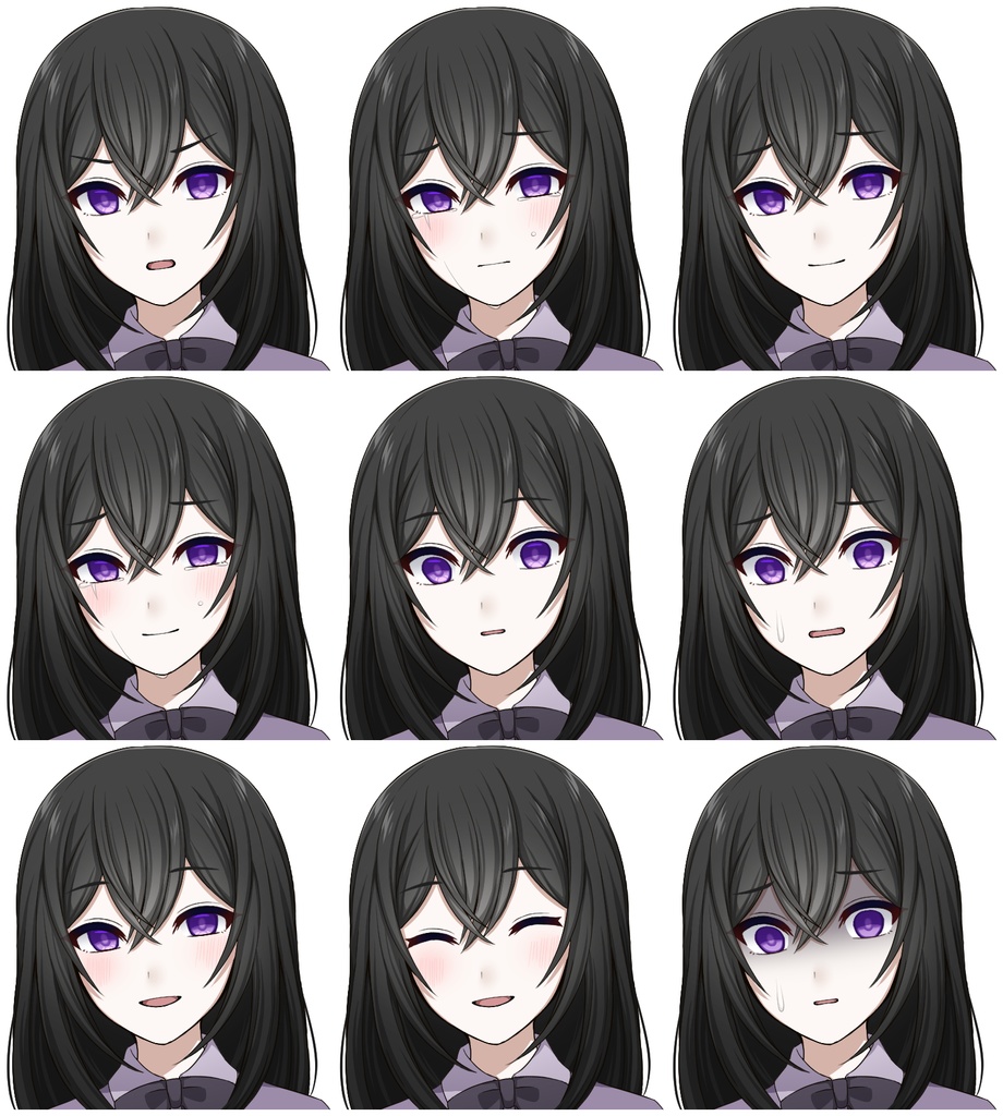 大人しそうな雰囲気の少女【表情差分10種+シルエット2種】