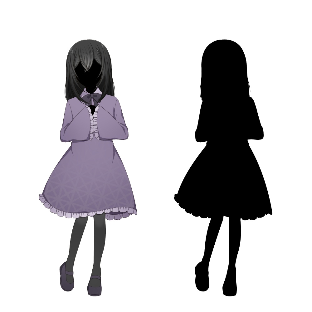 大人しそうな雰囲気の少女【表情差分10種+シルエット2種】