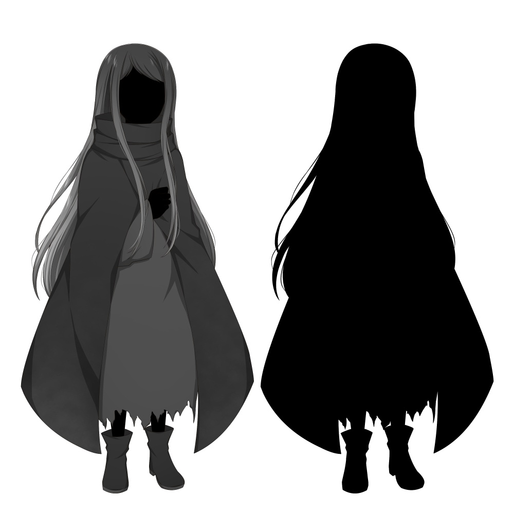 ミステリアスな雰囲気の少女【表情差分10種+シルエット2種】