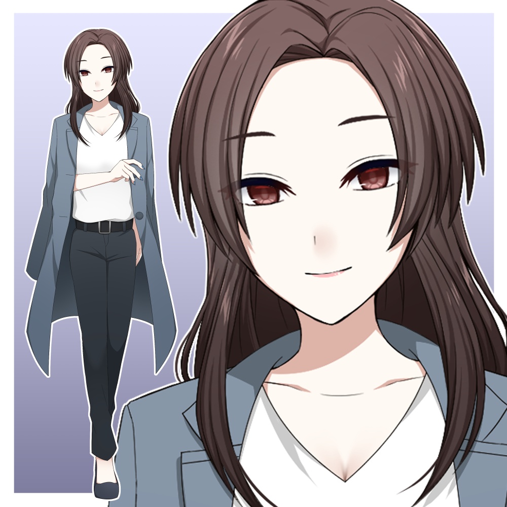 コートを羽織った女性【表情差分10種+シルエット2種】