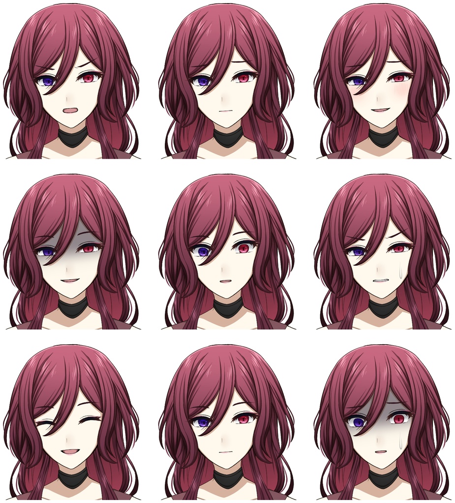 黒いドレスを着た女性【表情差分10種+シルエット2種】