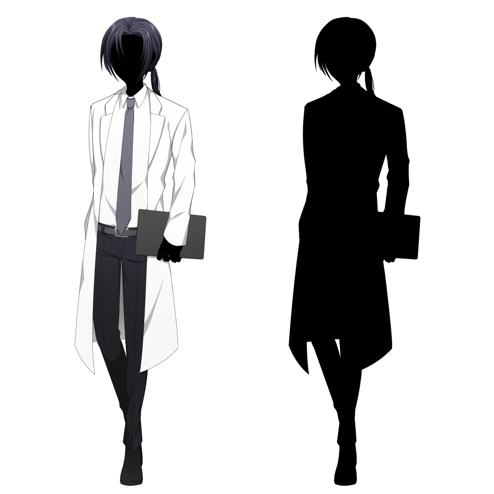 白衣を着た男性【表情差分10種+シルエット2種】