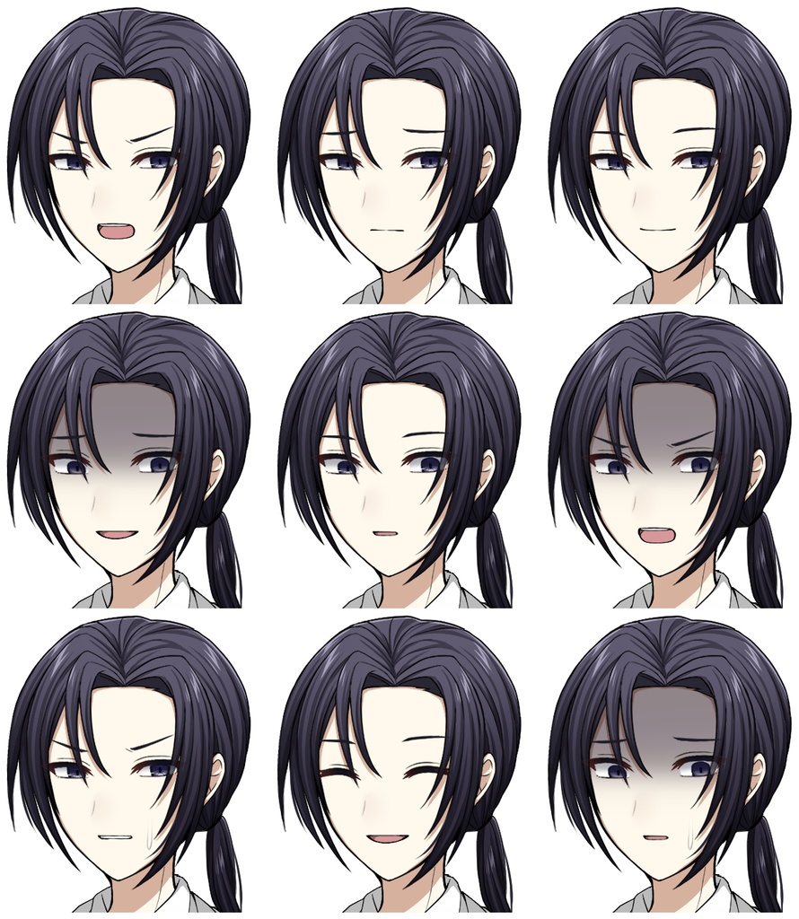 白衣を着た男性【表情差分10種+シルエット2種】