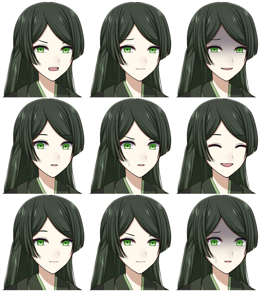 和服を着た女の子【表情差分10種+シルエット2種】