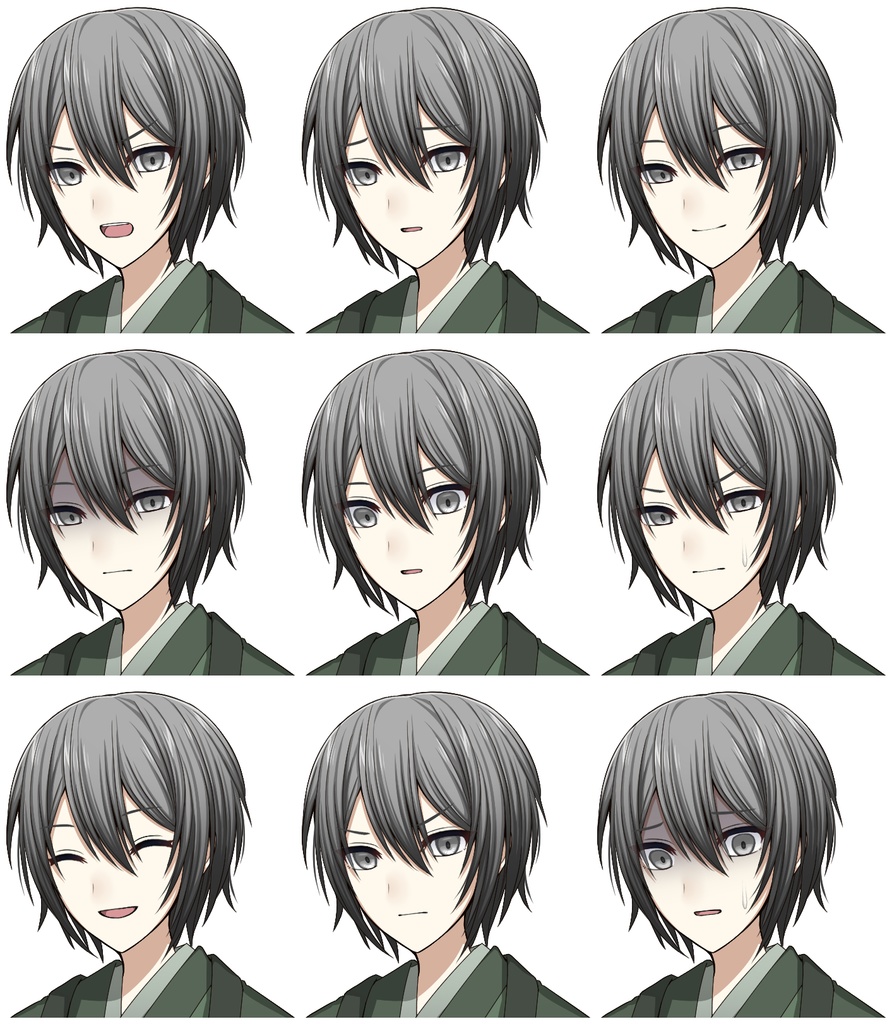 和服を着た少年【表情差分10種+シルエット2種】