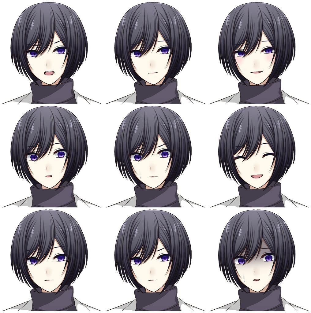 白衣を羽織った女性【表情差分10種+シルエット2種】