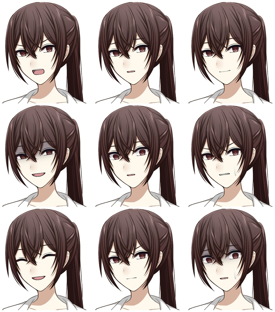 白衣を着た女性【表情差分10種+シルエット2種】