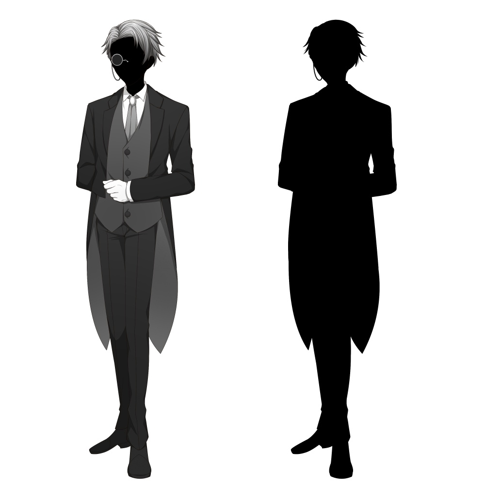 執事風の男性【表情差分10種+シルエット2種】