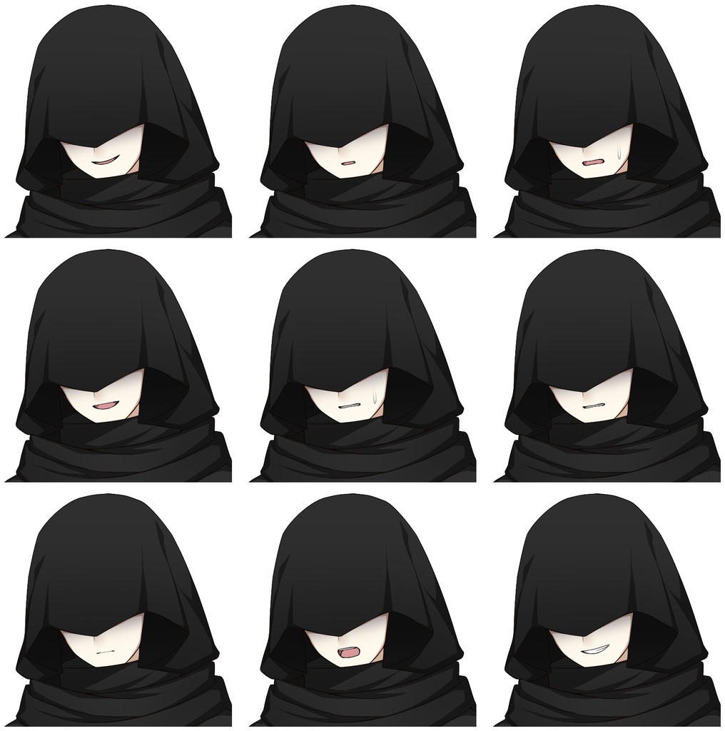 フードをかぶった怪しげな人物【表情差分10種】