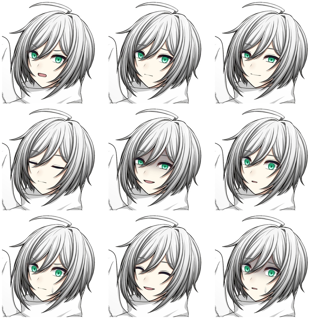 【色差分あり】白い翼を持った子【表情差分10種+シルエット2種】