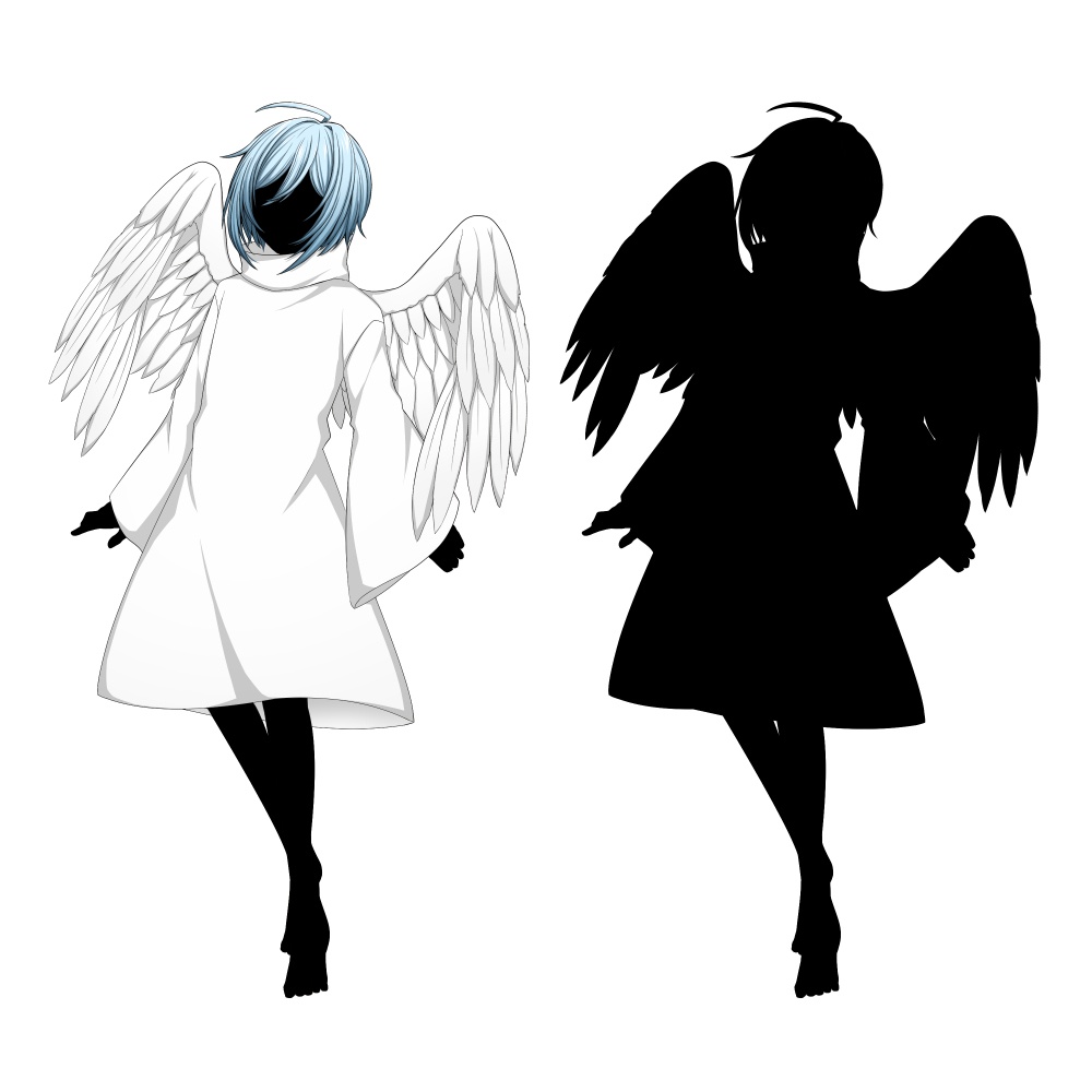 【色差分あり】白い翼を持った子【表情差分10種+シルエット2種】