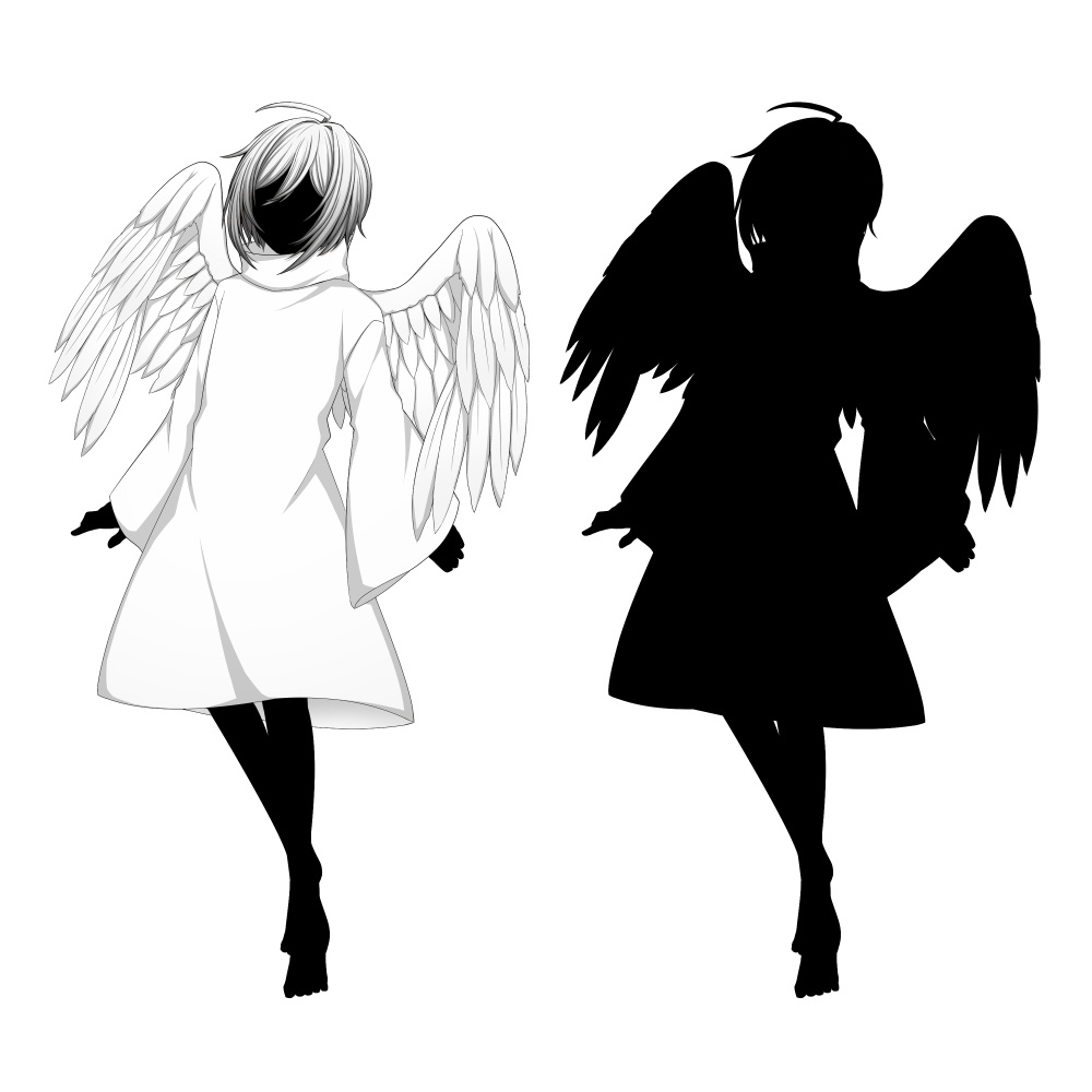 【色差分あり】白い翼を持った子【表情差分10種+シルエット2種】