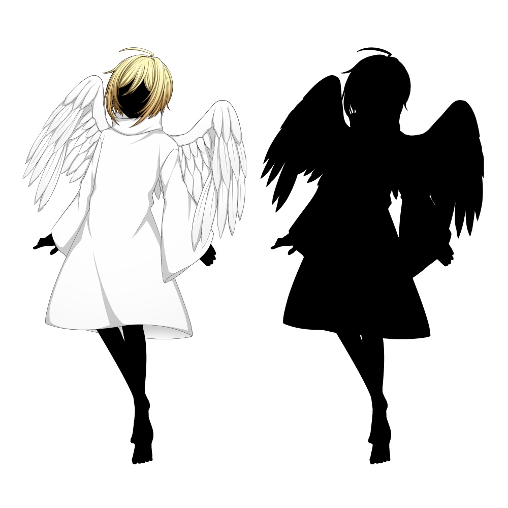【色差分あり】白い翼を持った子【表情差分10種+シルエット2種】
