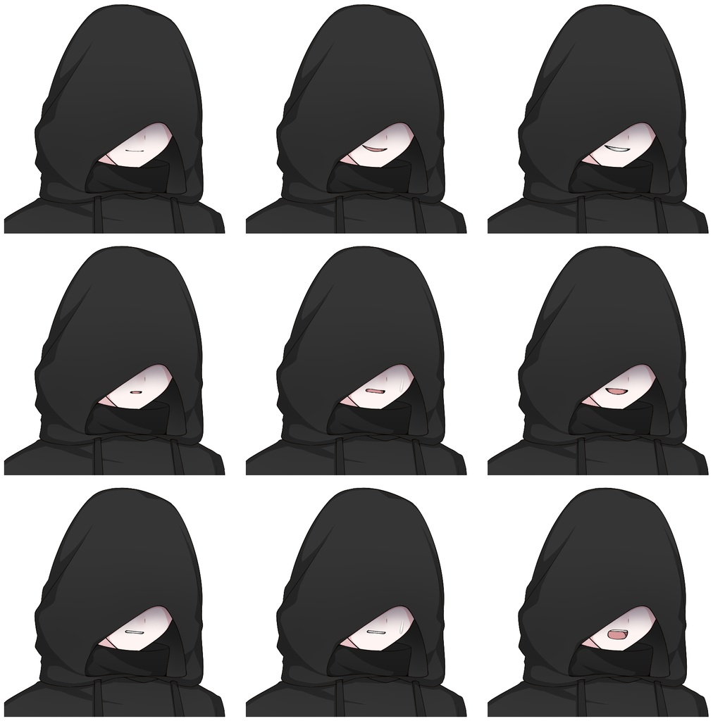 フードをかぶった怪しげな人物(パーカーver)【表情差分10種+シルエット2種】