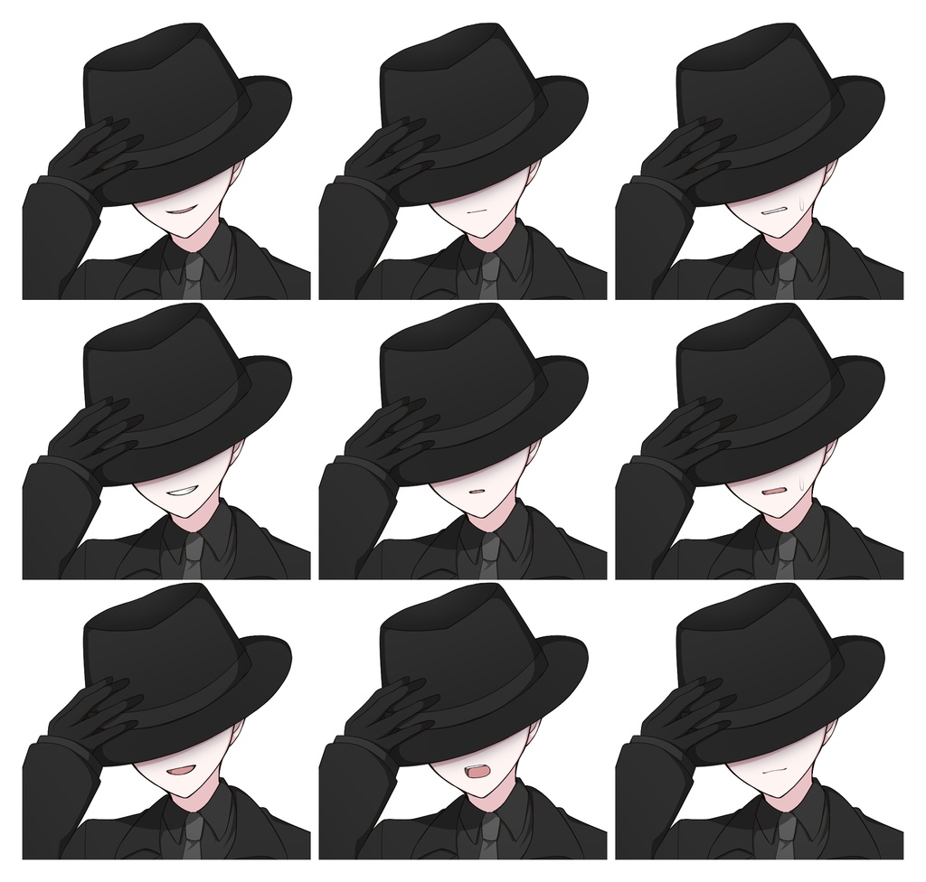 黒いコートを着た怪しげな人物【表情差分10種+シルエット2種】