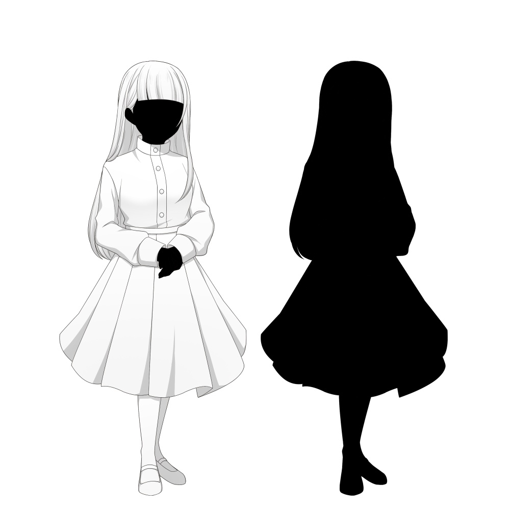 白黒な双子の女の子【表情差分10種ずつ+シルエット2種ずつ】