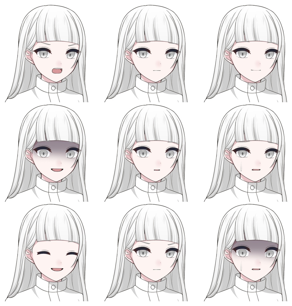 白黒な双子の女の子【表情差分10種ずつ+シルエット2種ずつ】