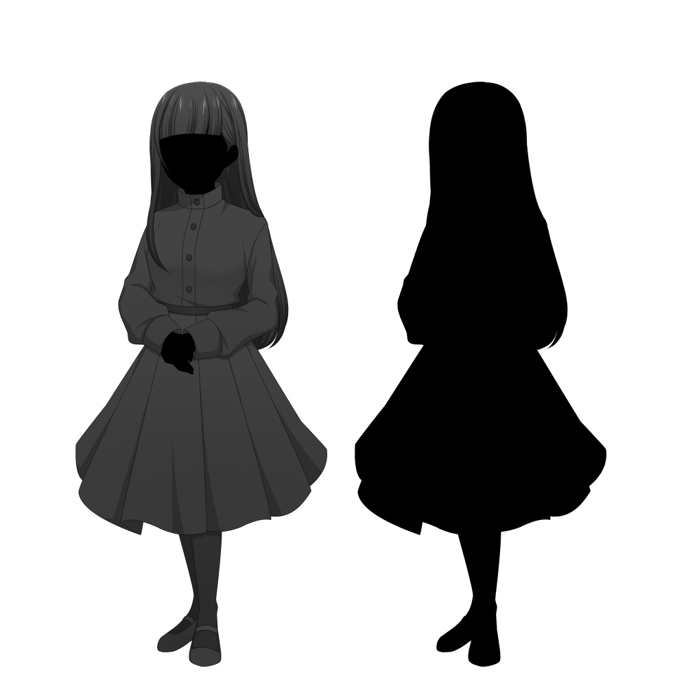 白黒な双子の女の子【表情差分10種ずつ+シルエット2種ずつ】