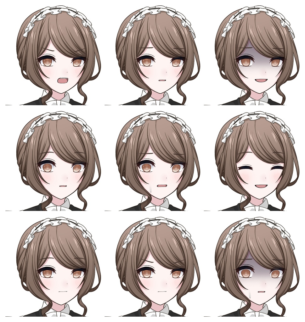 おっとりした雰囲気のメイドの女性【表情差分10種+シルエット2種】