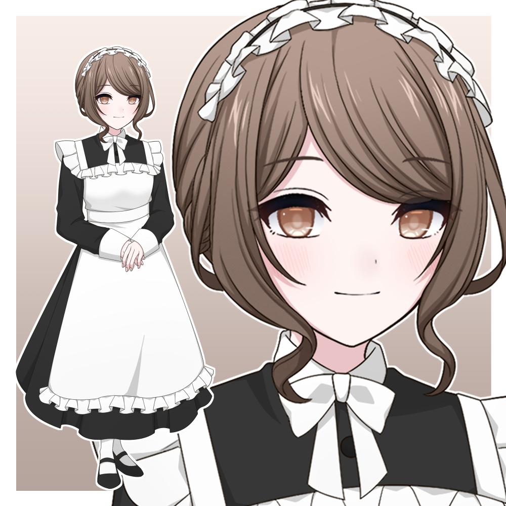 おっとりした雰囲気のメイドの女性【表情差分10種＋シルエット2種】