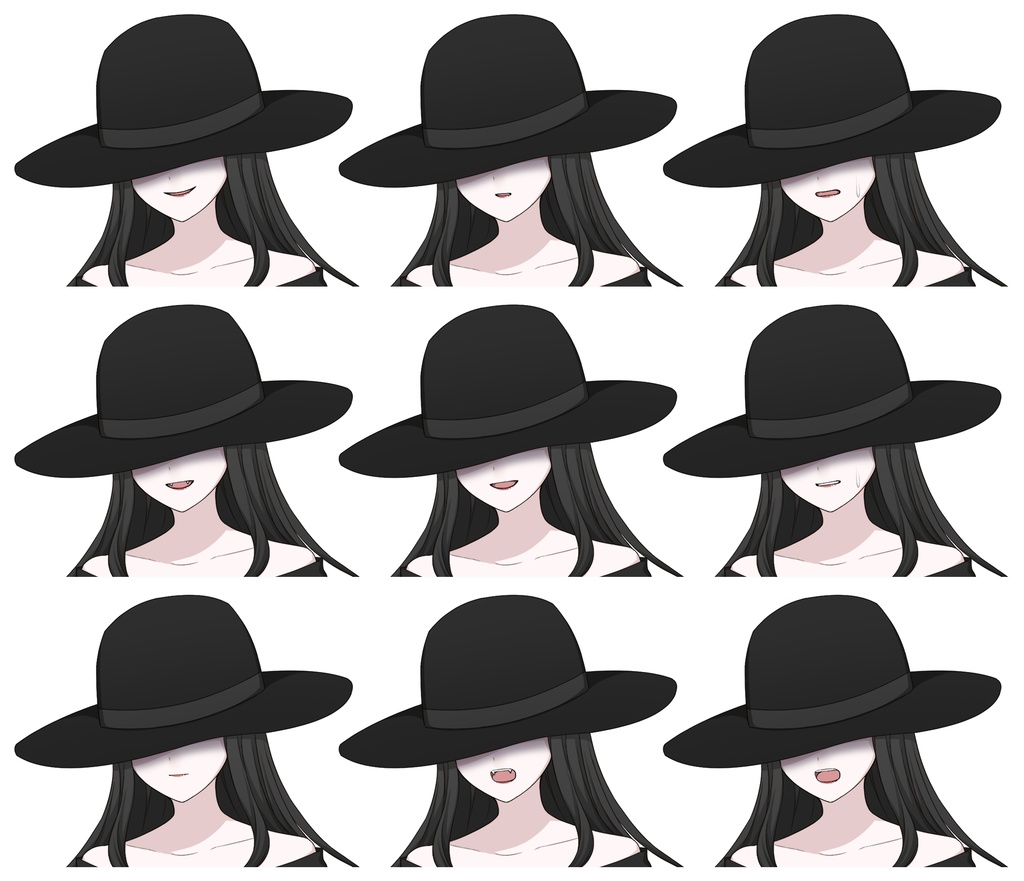 黒い服を着た怪しげな女性【表情差分10種】