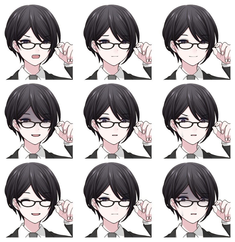 【単体購入可】スーツ男子5人セット【それぞれ表情差分10種+シルエット2種】