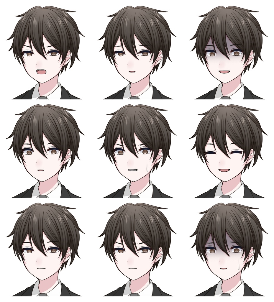 【単体購入可】スーツ男子5人セット【それぞれ表情差分10種+シルエット2種】