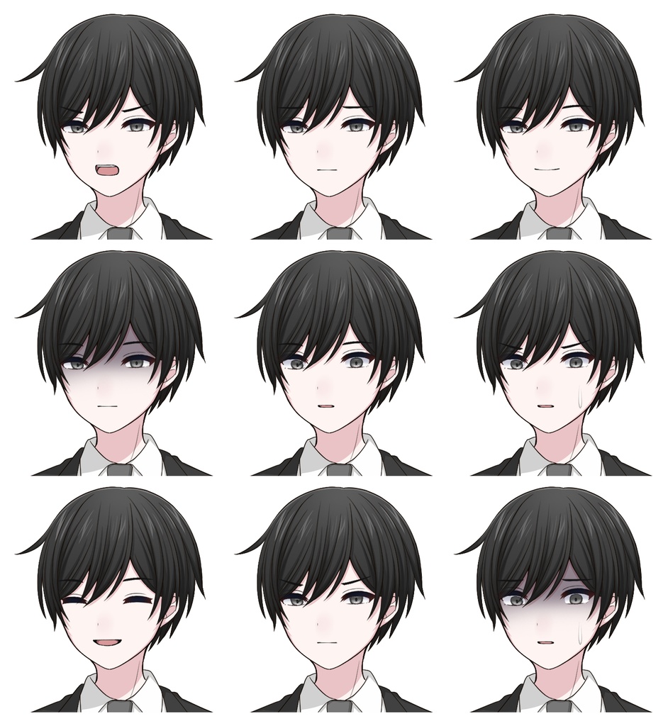 【単体購入可】スーツ男子5人セット【それぞれ表情差分10種+シルエット2種】