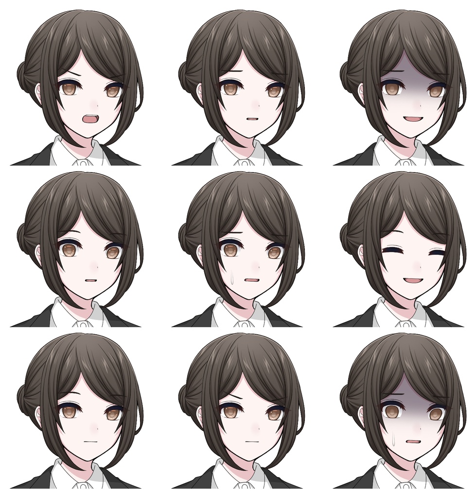 【単体購入可】スーツ女子5人セット【それぞれ表情差分10種+シルエット2種】