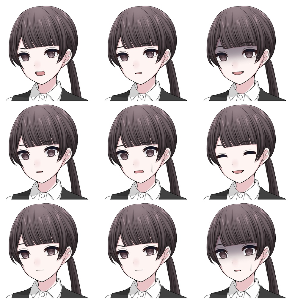 【単体購入可】スーツ女子5人セット【それぞれ表情差分10種+シルエット2種】