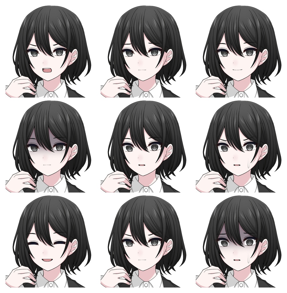 【単体購入可】スーツ女子5人セット【それぞれ表情差分10種+シルエット2種】