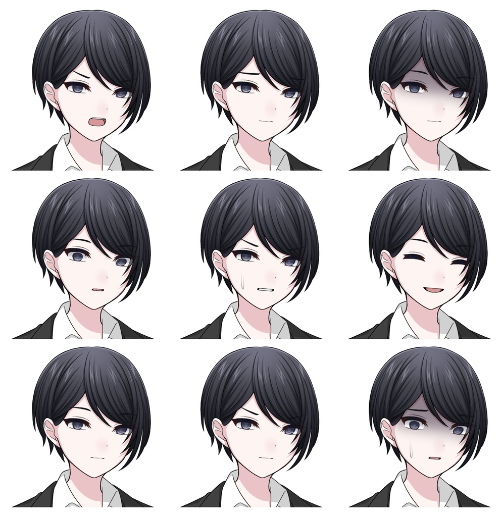 【単体購入可】スーツ女子5人セット【それぞれ表情差分10種+シルエット2種】