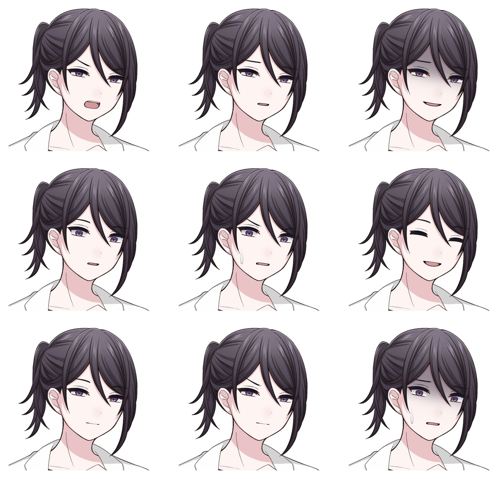 【単体購入可】白衣男子5人セット【それぞれ表情差分10種+シルエット2種】