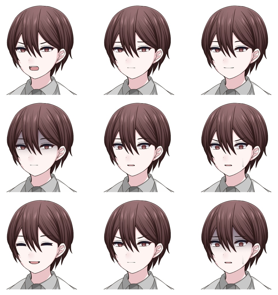 【単体購入可】白衣男子5人セット【それぞれ表情差分10種+シルエット2種】