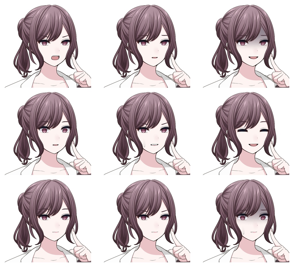 【単体購入可】白衣女子5人セット【それぞれ表情差分10種+シルエット2種】