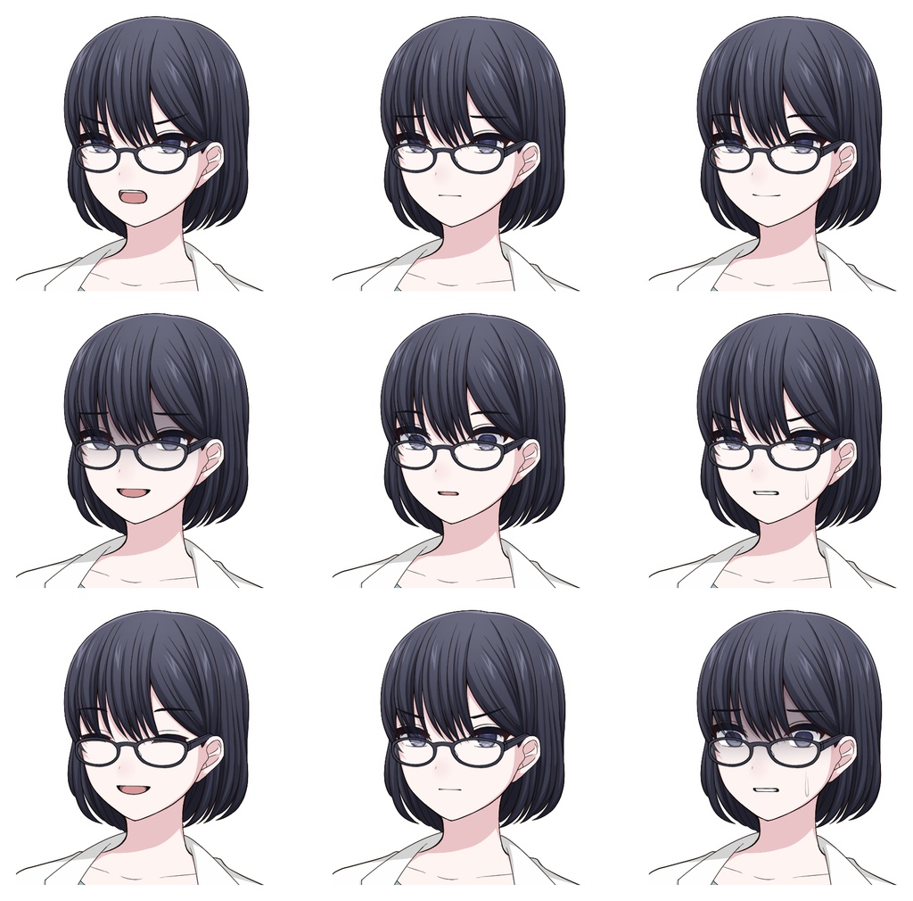 【単体購入可】白衣女子5人セット【それぞれ表情差分10種+シルエット2種】