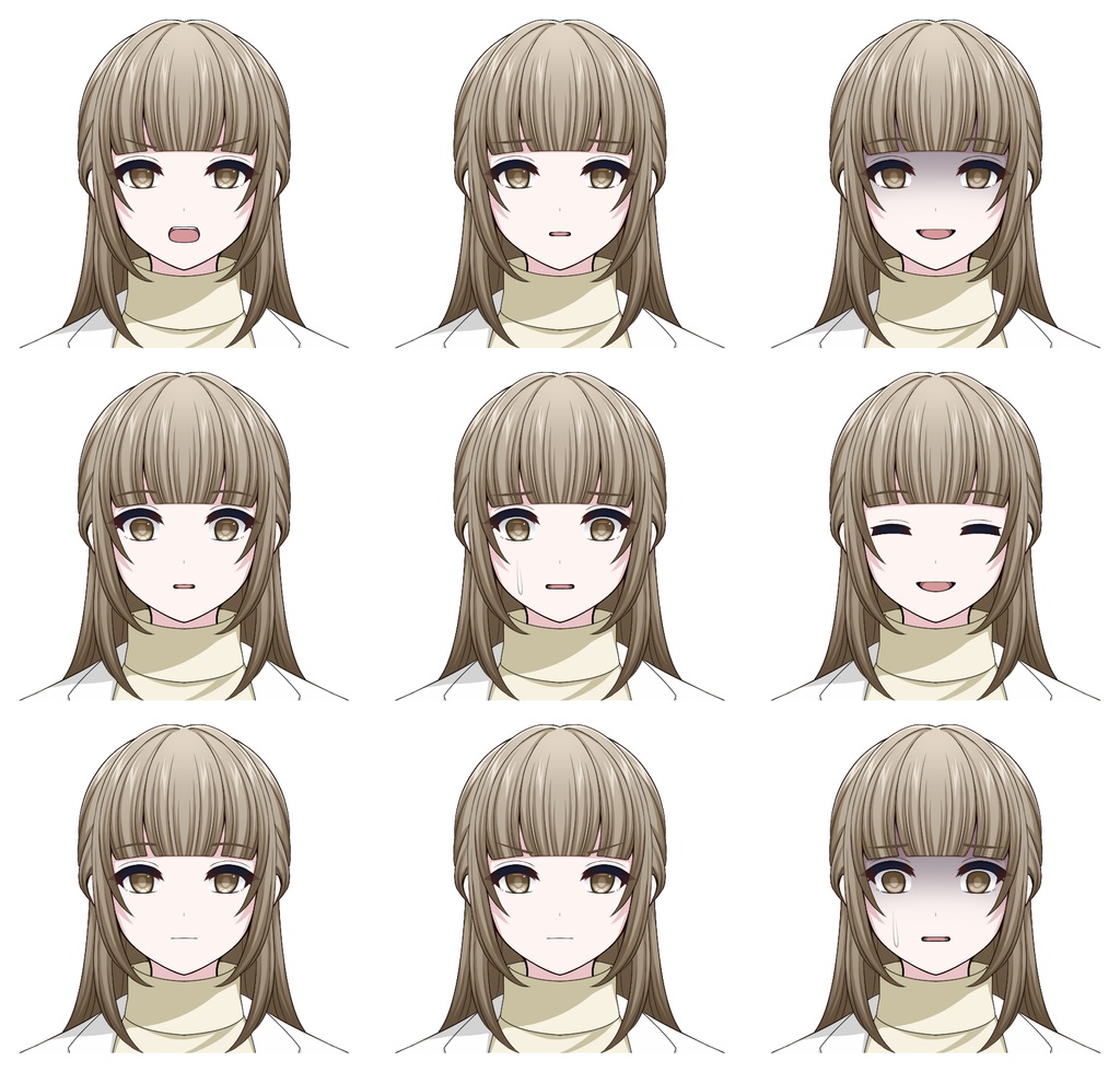 【単体購入可】白衣女子5人セット【それぞれ表情差分10種+シルエット2種】