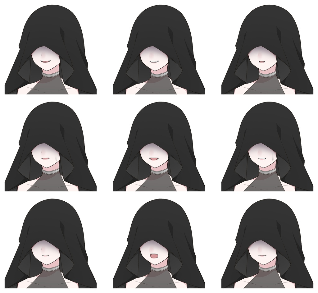 黒いドレスを着た怪しげな女性【表情差分10種+シルエット差分2種】