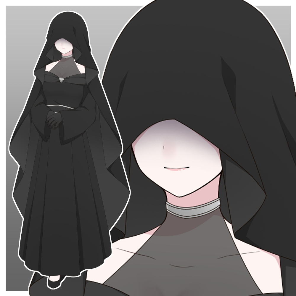 黒いドレスを着た怪しげな女性【表情差分10種＋シルエット差分2種】