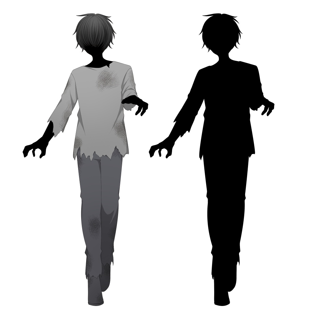 ゾンビの男性【表情差分10種+シルエット2種】