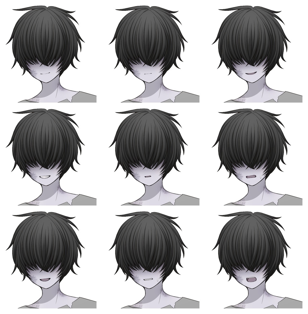 ゾンビの男性【表情差分10種+シルエット2種】
