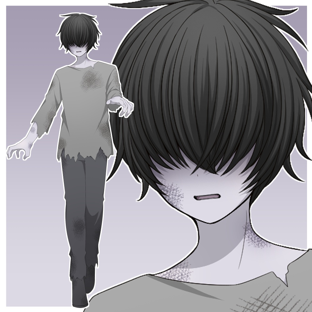 ゾンビの男性【表情差分10種＋シルエット2種】