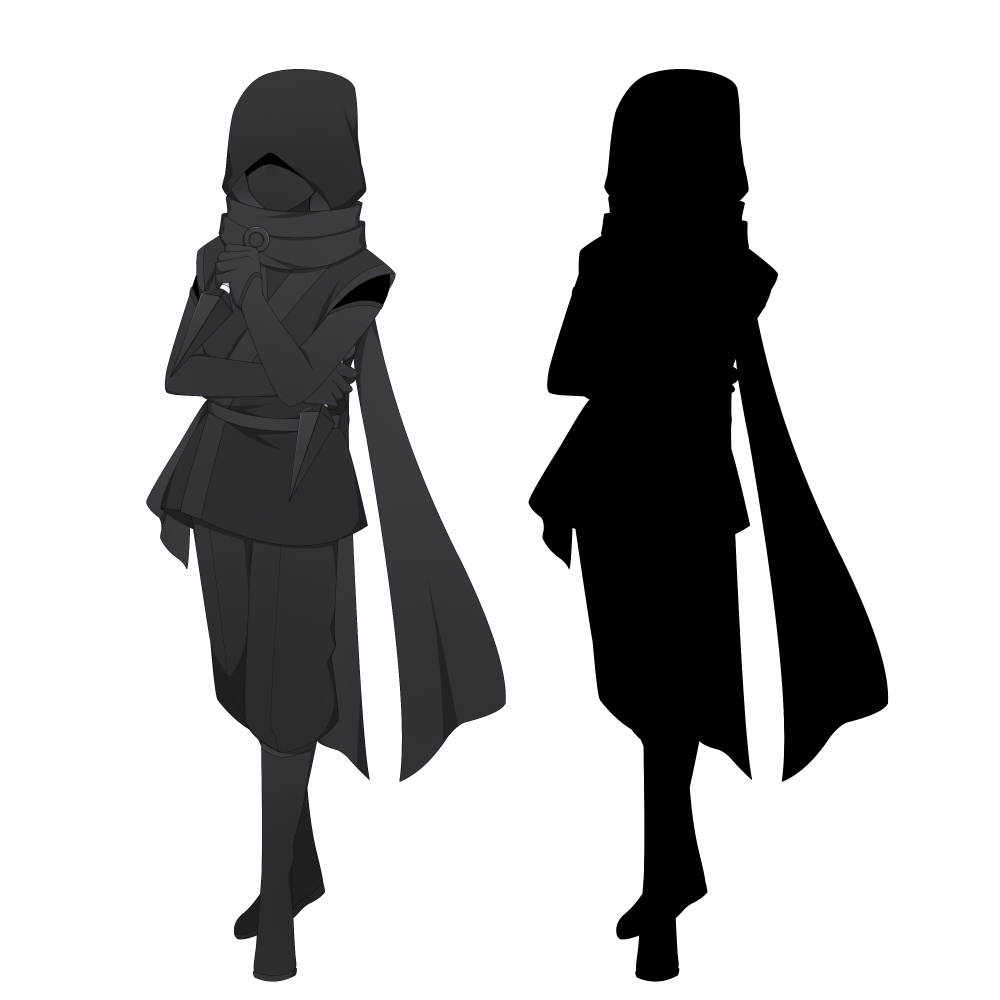 怪しげな忍者の女性【通常立ち絵+シルエット2種】