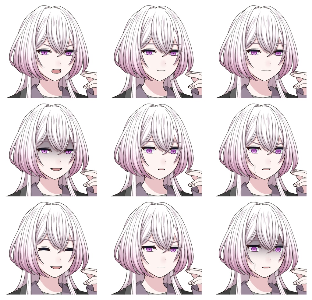 個性的なファッションの青年【表情差分10種+シルエット差分2種】