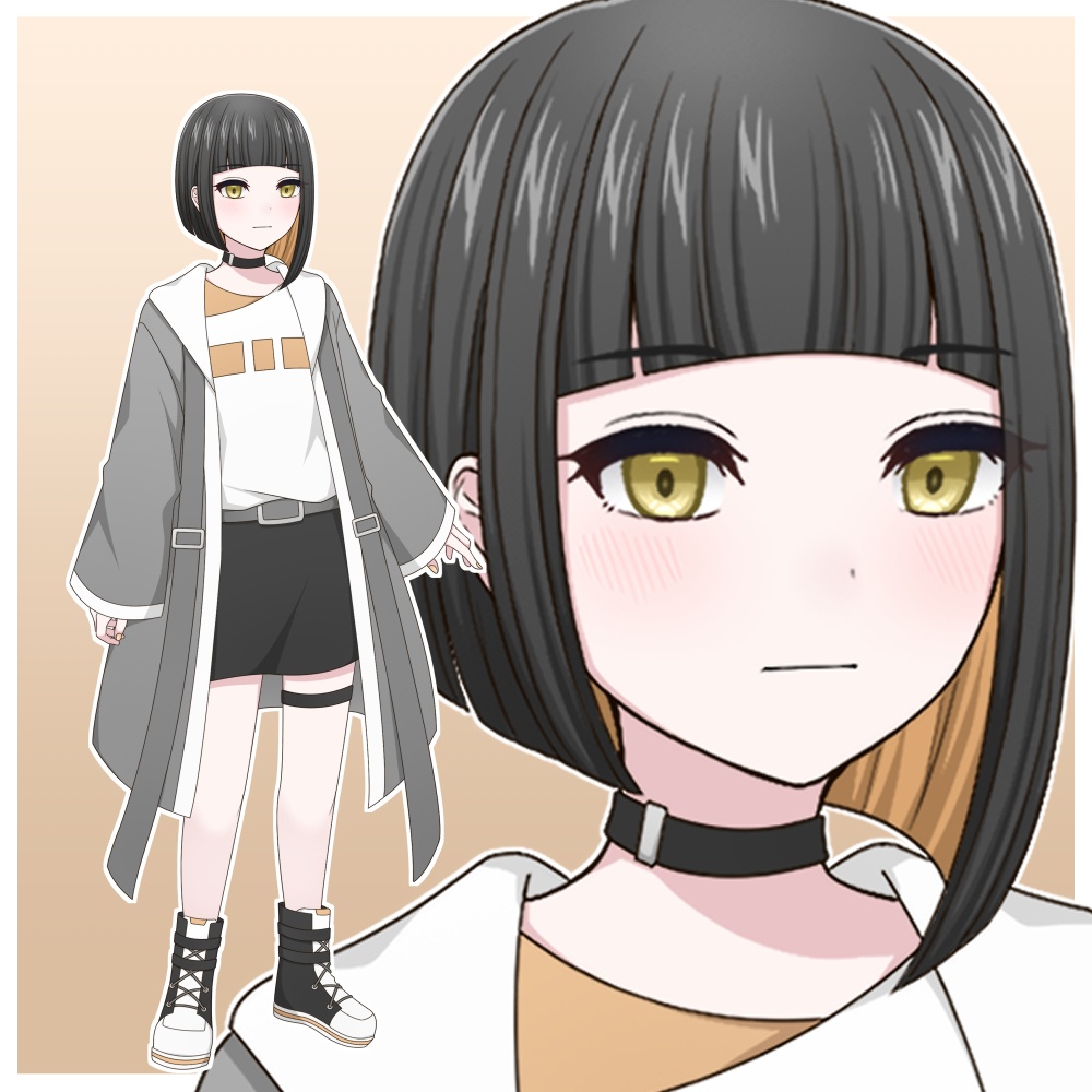 個性的なファッションの女の子【表情差分10種＋シルエット差分2種】
