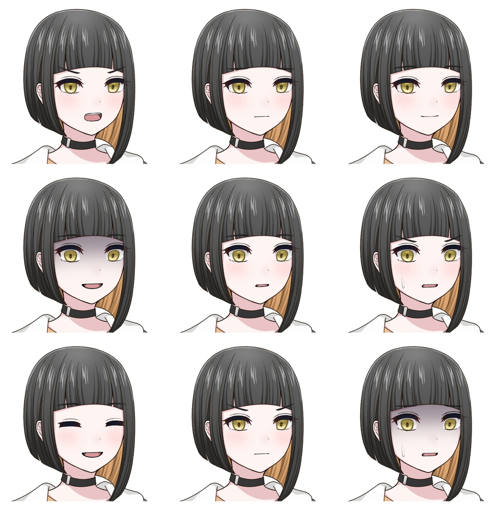 個性的なファッションの女の子【表情差分10種+シルエット差分2種】